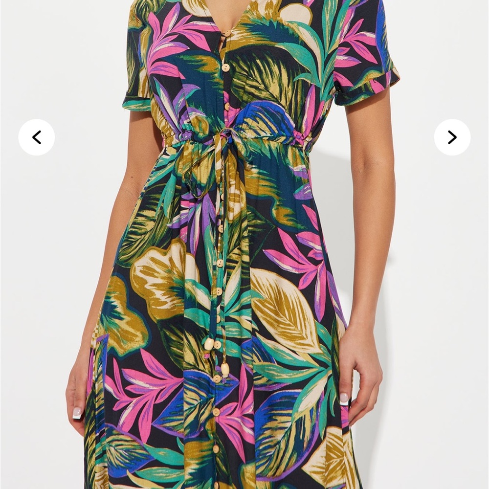 Tropical Floral Button-Up Dress - Picture 2 of 4